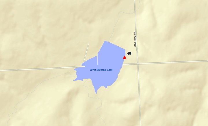 Wirth Brothers Lake located 5 miles north and 1 mile west of Tecumseh, NE, in Johnson County.  Sample collected at the beach area on the southeast side of the lake